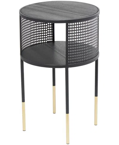 Rosemary Lane 17" X 17" X 21" Metal Geometric Open Grid Frame 1 Shelf Gold-tone Legs Accent Table In Black