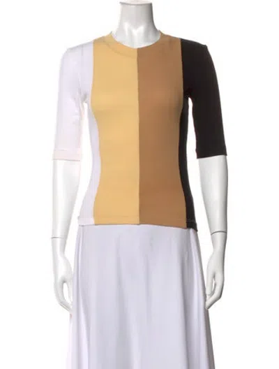 Pre-owned Rosetta Getty Colorblock Pattern Crew Neck T-shirt In Neutrals
