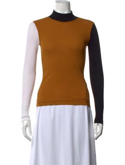 Pre-owned Rosetta Getty Colorblock Pattern Mock Neck Top In Brown