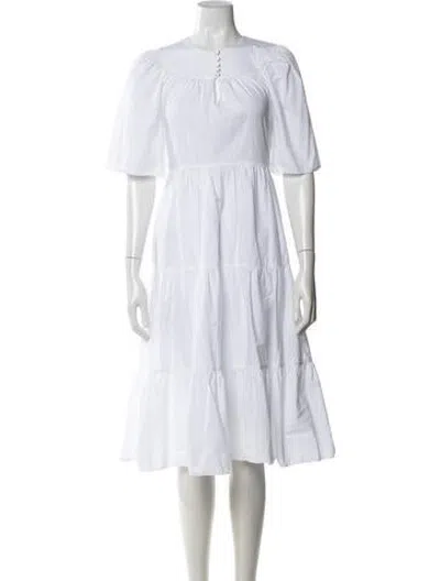 Pre-owned Rosetta Getty Crew Neck Midi Length Dress In White