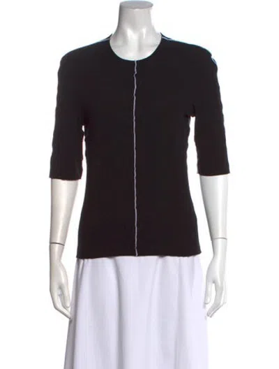 Pre-owned Rosetta Getty Crew Neck Three-quarter Sleeve Top In Black