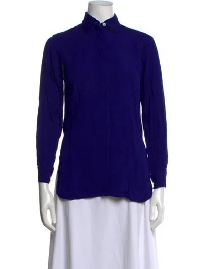 Pre-owned Rosetta Getty Long Sleeve Button-up Top In Blue