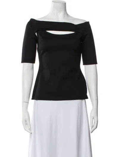 Pre-owned Rosetta Getty Nylon Off-the-shoulder Top In Black