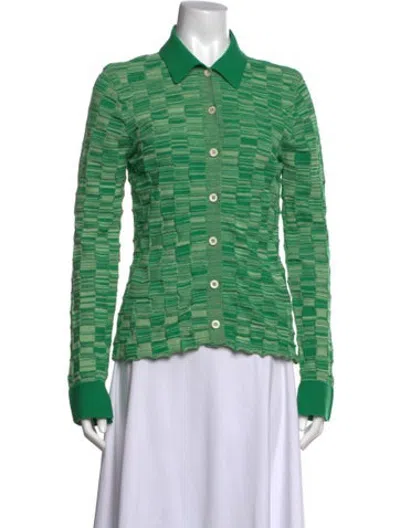 Pre-owned Rosetta Getty Striped Long Sleeve Button-up Top In Green