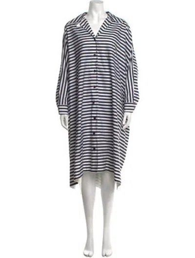 Pre-owned Rosetta Getty Striped Midi Length Dress In Grey/neutrals