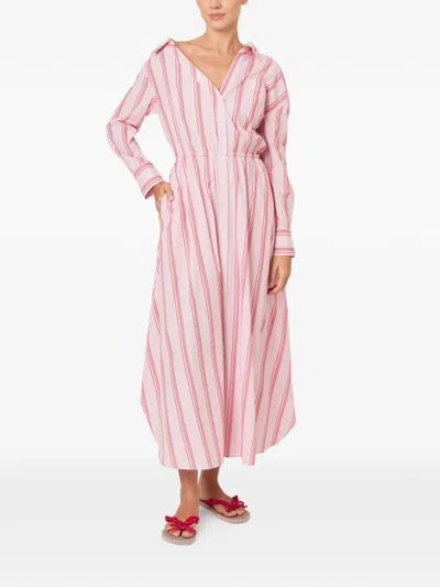 Rosie Assoulin Falling-shoulder Striped Dress In Pink