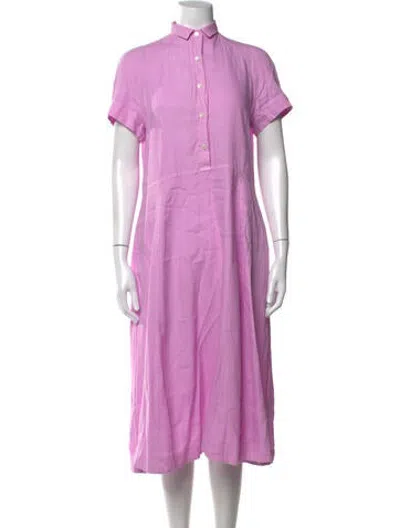 Pre-owned Rosso35 Linen Midi Length Dress In Pink