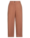 Rossopuro Woman Pants Brown Size 10 Cotton, Linen