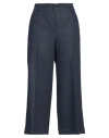 Rossopuro Woman Pants Navy Blue Size 8 Cotton, Linen