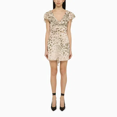 Rotate Birger Christensen Leopard Print Chiffon Mini Dress With Ruffles