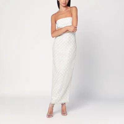 Rotate Birger Christensen Long Cream-colored Dress With Sequins In White