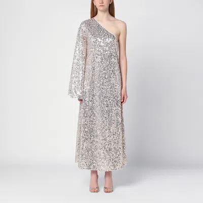 Rotate Birger Christensen Sequin Embellished One-shoulder Dress In Beige