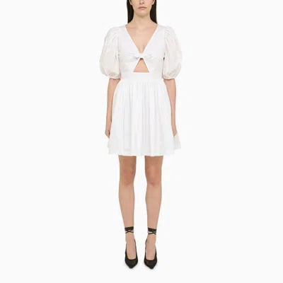 Rotate Birger Christensen Mini Dress With Puff Sleeves And Cut-out Detail In White