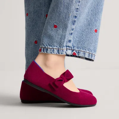 Rothys The Kids Tux Bow Mary Jane In Burgundy