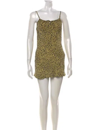 Pre-owned Rouje Floral Print Mini Dress In Blue