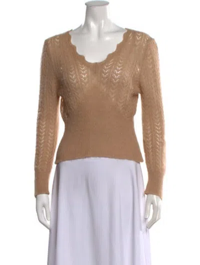 Pre-owned Rouje Patterned V-neck Sweater In Brown