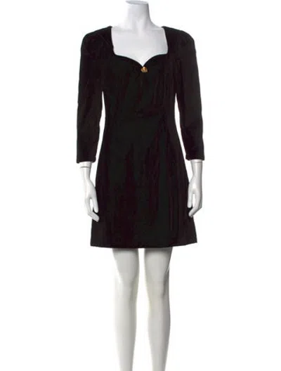 Pre-owned Rouje Square Neckline Mini Dress In Black