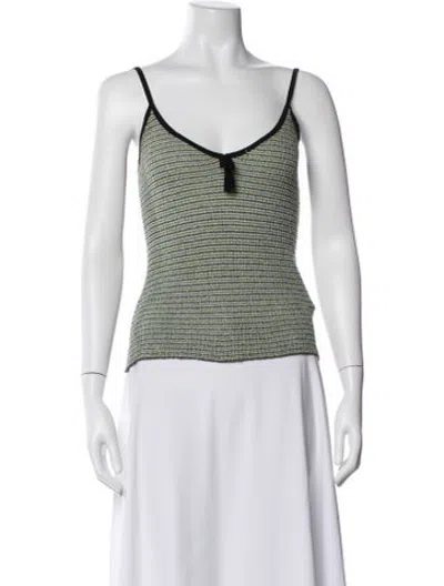 Pre-owned Rouje Striped V-neck Top In Brown