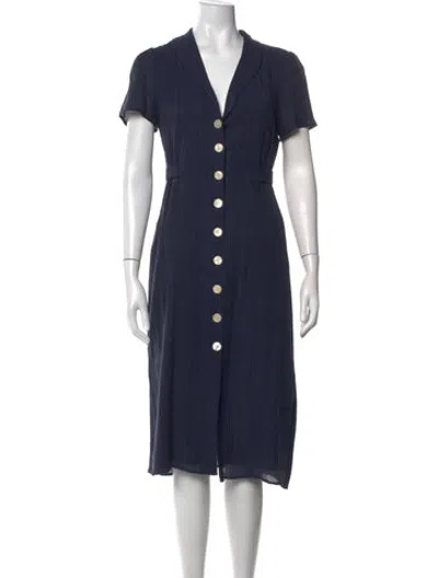 Pre-owned Rouje V-neck Midi Length Dress In Blue