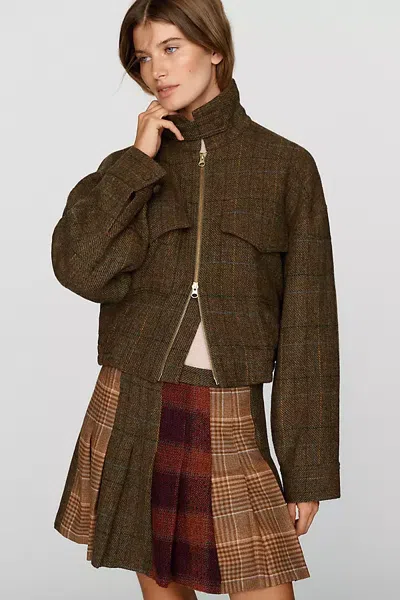 Rowing Blazers 100% Wool Funnel Neck Jacket In Green