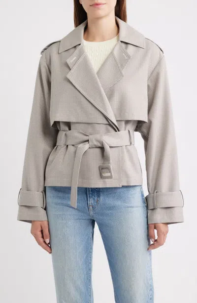 Rowing Blazers Houndstooth Short Trench Jacket In Gray