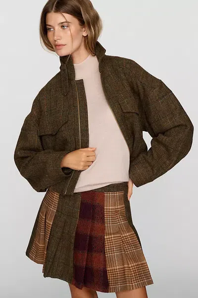 Rowing Blazers Wool Blend Mixed Pleated Mini Skirt In Multi