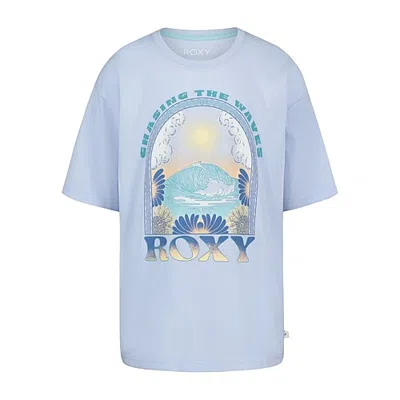 Roxy Big Kid Girls Crew Neck Short Sleeve Oversized Graphic T-shirt In Blue