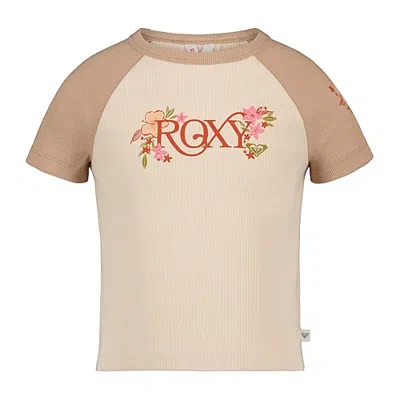 Roxy Big Kid Girls Crew Neck Short Sleeve Regular Fit Graphic T-shirt In Neutral