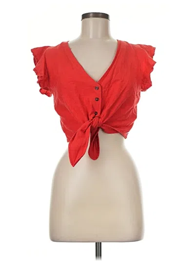 Pre-owned Roxy Short Sleeve Top Red Sweetheart Neckline Tops
