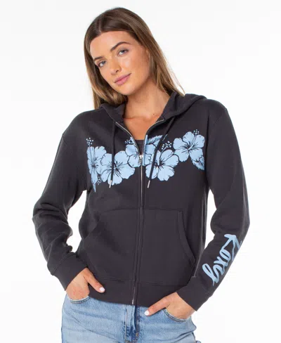 Roxy Women's Sweet Rhythm Full-zip Fleece Hoodie In Phantom Hibiscus Stripe