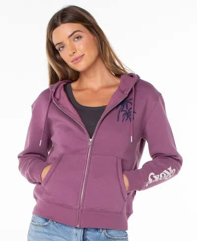 Roxy Women's Sweet Rhythm Full-zip Long-sleeve Kangaroo-pocket Hoodie In Tulipwood