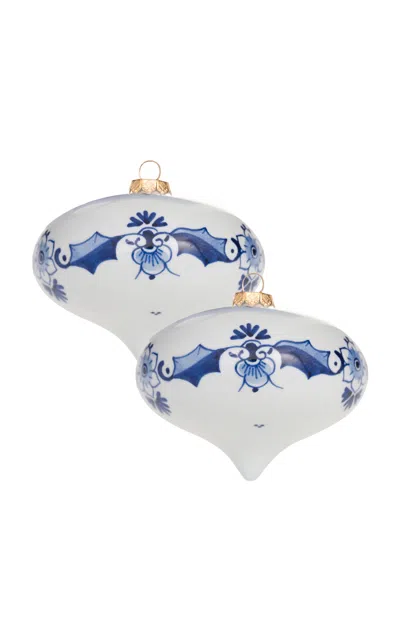 Royal Delft - Set-of-two Hand-painted Christmas Baubles - Multi