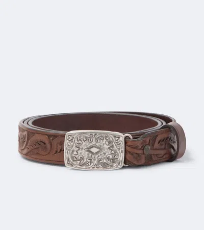Rrl Coleman Leather Belt In Brown