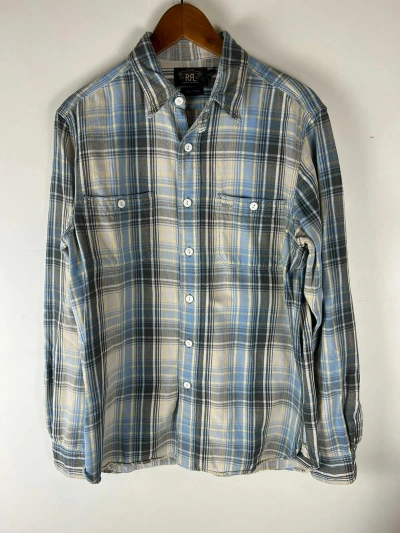 Pre-owned Rrl Ralph Lauren T Pattern Western Shirt In Blue