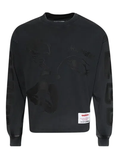 Rrr123 Graphic-design Long-sleeved Sweatshirt In Black