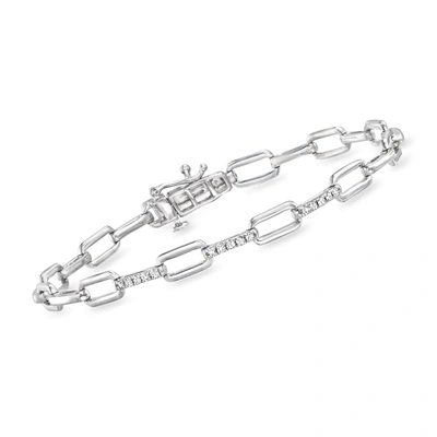 Rs Pure By Ross-simons Diamond Paper Clip Link Bracelet In Sterling Silver