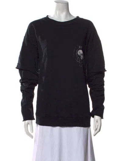 Pre-owned Rta Graphic Print Crew Neck Sweater In Black