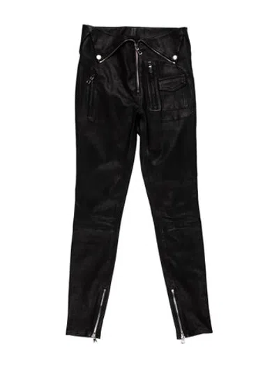 Pre-owned Rta Lambskin Skinny Leg Pants In Black