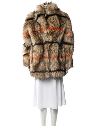 Pre-owned Rta Striped Faux Fur Jacket In Brown