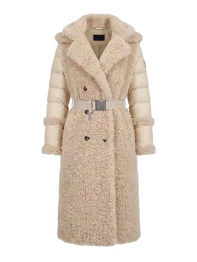 Rudsak Noelle Hooded Coat With Faux Fur In Cream