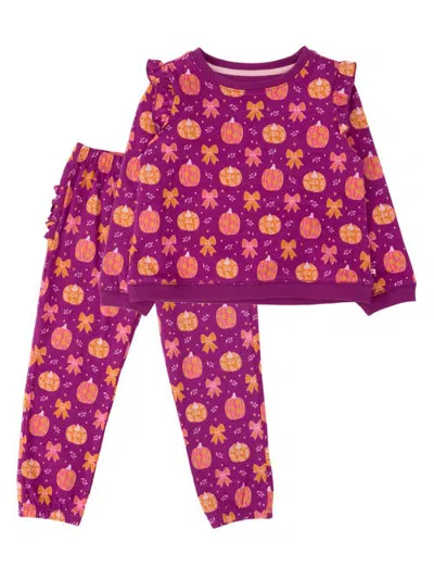 Rufflebutts Kids'  Flutter Sweatshirt Jogger Set (toddler) In Purple