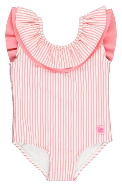 Rufflebutts Kids' Bubblegum Pink Seersucker One-piece Swimsuit