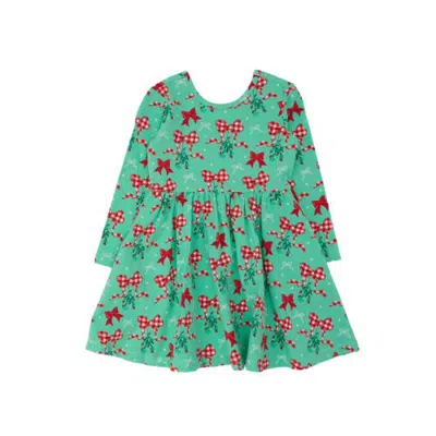 Rufflebutts Knit Long Sleeve Twirl Dress (little Kid)) In Green