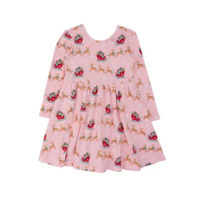 Rufflebutts Knit Long Sleeve Twirl Dress (little Kid)) In Pink