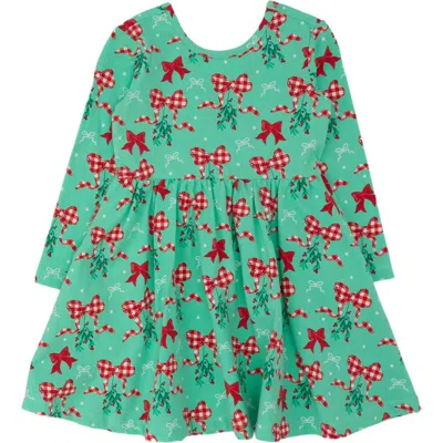 Rufflebutts Kids'  Knit Long Sleeve Twirl Dress (toddler) In Green