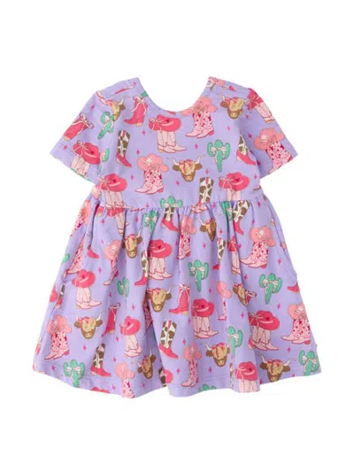 Rufflebutts Knit Short Sleeve Twirl Dress (little Kid) In Purple