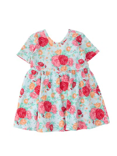 Rufflebutts Kids'  Knit Short Sleeve Twirl Dress (toddler) In Blue