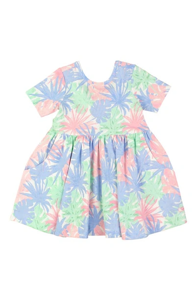 Rufflebutts Babies' Pastel Palms Twirl Dress In Blue Multi