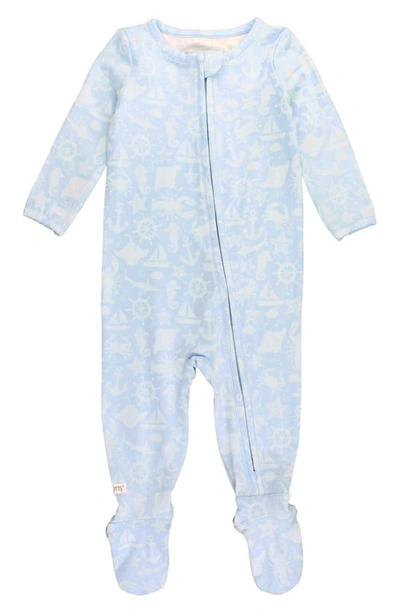 Ruggedbutts Babies' Coastal Treasure Fitted One-piece Footie Pyjamas In Blue