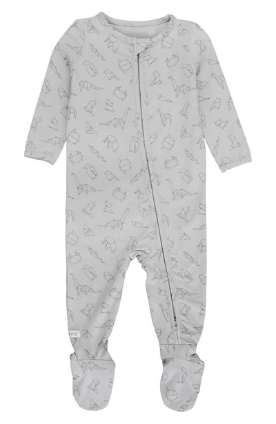 Ruggedbutts Babies' Origami Print Zip Footie In Gray